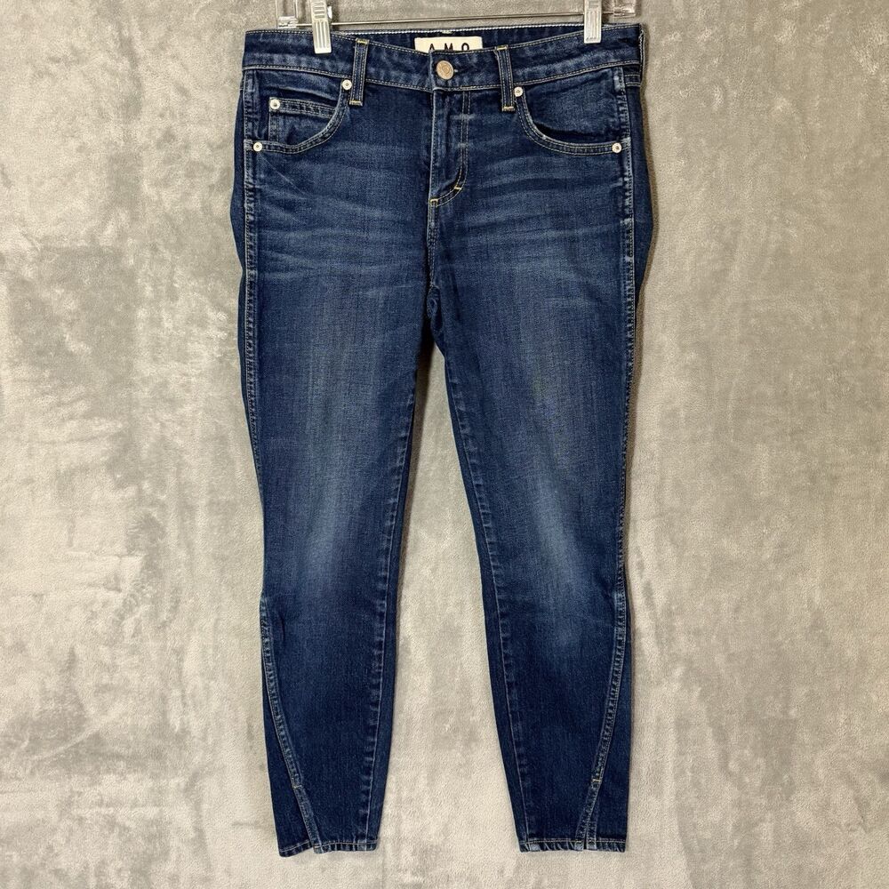AMO Blue Jeans Women 29 Twist True Blue 29x25 Stretch Designer Made In USA